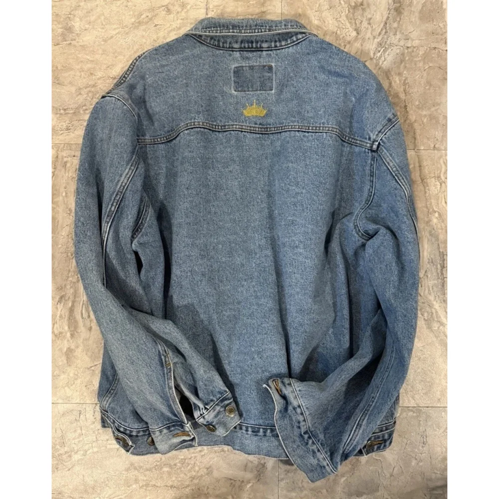 VTG Y2K Budweiser Denim Jacket XL Swinger Casuals Beer Embroidered King Of Beers